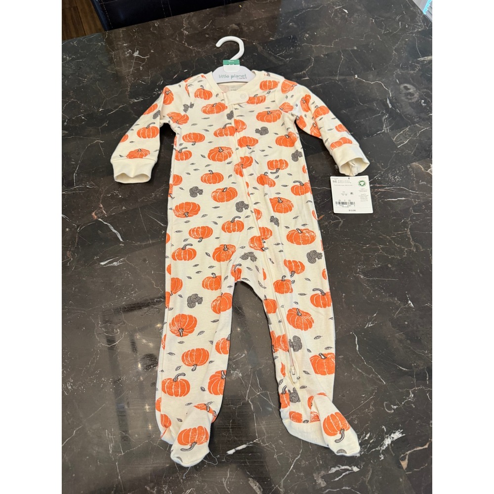 9M Little Planet Carters Baby Organic Cotton Pumpkin & Squirrel Sleep & Play NWT